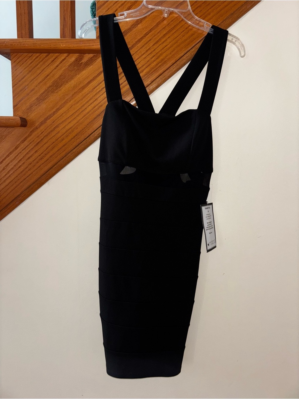 EUC Slim Social Black Bandage Bodycon Cutout Cocktail Dress NWT Size Large
